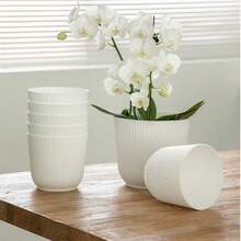 Thickened Slouchy Desktop Vertical Stripe Round Plastic Hydroponic Planter For Butterfly Orchid And Snake Plant, Anti-Ceramic Flower Pot, Minimalist Versatile Matte Solid Color, Suitable For Living Room, Bedroom, Office, Windowsill, Succulents And Pothos, Large And Small Sizes Available - Minimalist Flower Pot - View 11