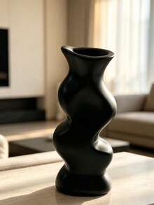 1Pc Strange Curved Wave Shaped Resin Art Vase, Sculptural Irregular Nordic Table Decor, Mid Century Niche Aesthetic Flower Arrangement Ornament For Home Shelf Display, Unique Gift Choice For Art Lovers - Twisted Vase - View 12