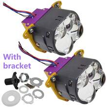 Flat Bi-LED Laser Projector Lens, Single/Dual/Triple Laser Optional, Universal Car Headlight Bi-Xenon Retrofit Module, Sharp Cut-Off Line, Includes Bracket And Fan, 2pcs/Pack - Square Lens - View 5