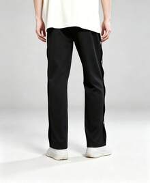 veidoorn Men's Solid Color Sports Pants, Side Pockets, Snap Button Design For Easy On And Off, Loose Comfortable Fit - Black - View 5