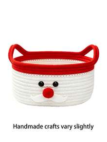 Christmas Cotton Rope Storage Basket. Portable Basket With Handles-Ideal For Organizing Gifts Or Desktop Items. A Festive Home Decor Piece Suitable For Living Rooms And Bedrooms; Perfect As A Storage Container For Parties And Home Use. - Multicolor - View 13