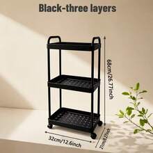 3/4-Tier Mobile Storage Cart With 4 Smooth Rolling Wheels, Multi-Layer Storage Rack, Suitable For Office, Bedroom And Bathroom, Space-Saving Practical Mobile Storage Cart, Easy To Clean White Plastic Storage Rack, Can Be Used For Storing Cans - Multicolor - View 14