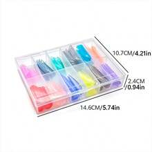 144pcs/Box Colorful Transparent Long Coffin/Oval Nail Extension Tips, Full Cover Extension Nail Molds, Suitable For UV Gel Acrylic Nails, Includes 12 Sizes, With Scale And U-Shaped Tip, Can Be Used For DIY Extended Artificial False Nails - Multicolor - View 3