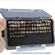 1pc Transparent Visible Earring Display Box, Multi-Slot Jewelry Storage Box, Suitable For Women And Girls, Lightweight And Convenient To Carry, Protects Jewelry From Scratches And Prevents Oxidation And Discoloration - Black - View 2