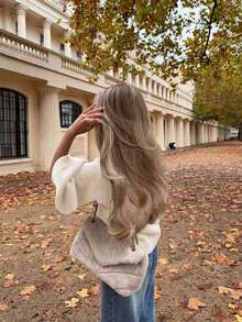 Women's Autumn/Winter Vintage Loose High Neck Bell Sleeve Knit Sweater - White - View 3