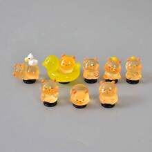 8pcs Cute Jellyfish & Capybara Shoe Charms, Japanese Style DIY Clog Shoe Buckle Set, Birthday Party Favors And Gifts, Suitable For Dates And Parties - Yellow - View 2
