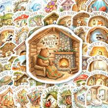50Pcs Cozy Home Animal Stickers, Cute Cartoon Creature Decals, Waterproof Stickers For Fridge DIY Decor - 50 PCS - View 2