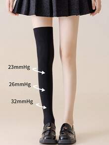 1 Pair Women Solid Ribbed Extra Long Thick Fleece Lined Stretchy Warm Casual Over Knee Socks For Fall Winter Daily Wear - Multicolor - View 5