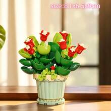 Multi-Color Building Block Potted Flower Series Includes: Lily, Hyacinth, Lily Of The Valley, Sunflower Pot, Jade Plant, Pink Spider Plant. ABS Material, Building Block Toy Set. Atmospheric Display Decor, Suitable For Hobbyists And Collectors. Halloween, Christmas, Carnival Party Gift. - Multicolor - View 11