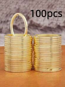 10/20/30/50/100pcs Polished Silver Stainless Steel Round Hole Flat Key Rings Keychains Rhodium Plated Round Split Key Rings DIY Wholesale Christmas - Gold - View 19