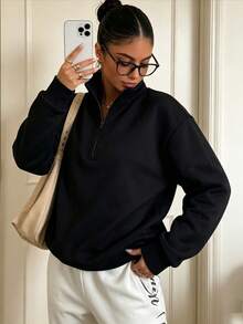 Couple Matching Fashion Solid Color Sweatshirt | Exquisite Design | Winter Outfit | Easy To Style | Showcase Your Style - Black - View 2