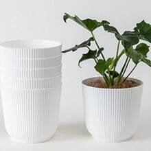 Thickened Slouchy Desktop Vertical Stripe Round Plastic Hydroponic Planter For Butterfly Orchid And Snake Plant, Anti-Ceramic Flower Pot, Minimalist Versatile Matte Solid Color, Suitable For Living Room, Bedroom, Office, Windowsill, Succulents And Pothos, Large And Small Sizes Available - Minimalist Flower Pot - View 10