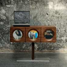 Record Rack Solid Wood Record Cabinet - Walnut - View 7