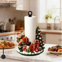 2D Flat Christmas Hat Red Scarf Gingerbread Man & Hot Drink Cup Printed Paper Towel Holder, Acrylic Material Vertical Roll Paper Storage Rack, Kitchen Dining Table Decor Ornament, Easy Installation, Suitable For Christmas Party Home Room Decoration (Paper Towel Not Included) - View 18