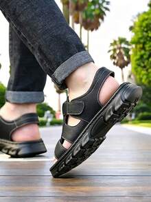 Sandalias para Hombre de Playa y Senderismo - Punta Abierta, Suela Blanda Antideslizante, Transpirables de Cierre de, Cómodas y Duraderas para Exteriores - Negro - Ver 2