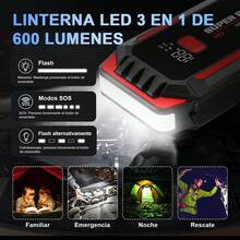Cargador de batería de coche multifuncional, banco de energía, arrancador portátil, salvavidas de coche cuando el motor se apaga - Rojo - Ver 2