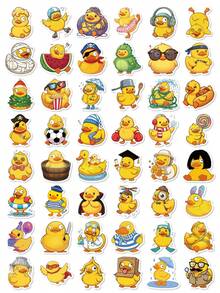 50Pcs Cute Funny Yellow Rubber Duck Sticker Pack, Assorted Cosplay Duck Decals, Aesthetic Decor Stickers For Teens Adults Journal Scrapbooking, Laptop Water Bottle DIY Craft Projects - Yellow - View 6