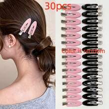 12/24PCS Women's Seamless Side Bang Hair Clips, Face Washing Hair Clips, Simple Sweet Hair Accessories - Multicolor - View 7