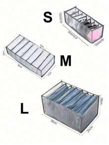 1/3pcs Foldable Storage Boxes, Grid Underwear Organizer Bags, 7-Compartment Drawer-Style Storage Boxes, Suitable For T-Shirts, Underwear Classification And Storage, Home Clothing Organization Essential, Christmas Gift Winter Holiday Necessity - Grey - View 7
