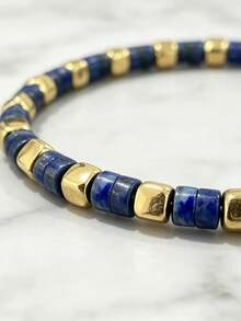 Gelang Lapis Lazuli Alami, Menarik Kekayaan dan Keberuntungan, Cocok untuk Pemakaian Sehari-hari dan Gelang Karir - Biru - View 2