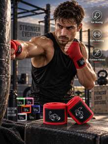 1 Pair Boxing Hand Wraps Elastic Hand Bandage, Muay Thai Combat Fighting Sanda Sports Protective Gear, Breathable And Sweat-Absorbing, Suitable For Boxing Sports, Boxing Training, Multiple Colors Available, Personalized Boxing Hand Wraps - Multicolor - View 7