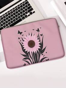1pc Pink Tulip Print Laptop Sleeve, Shockproof Zipper Notebook Protective Bag, Portable Computer Case For School Office Travel - Multicolor - View 15