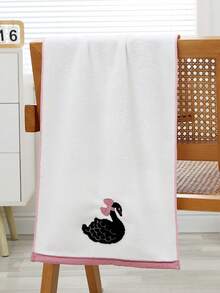 1pc/3pcs Elegant Swan Coral Fleece Bathroom Towel Set, Soft Absorbent Lint-Free, Unisex Home Use, Luxury Bathroom Essential - White - View 6