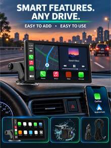 2026 New 7 Inch Wireless CarPlay And Android Auto Car Player, Touch Screen Bluetooth Hands-Free/Screen Mirroring/Navigation/Voice Control/TF Card/AUX, Suitable For Cars, Trucks, SUVs - AHD Function - View 3