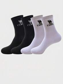 CAMEL CROWN Unisex Mid-Calf Sports Socks, Breathable Cotton Running & Gym Socks, Odor-Resistant, Antibacterial & Moisture-Wicking - Black/White - View 6