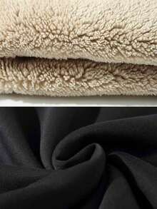 Men's Fleece Lined Thick Solid Color Pullover Sweatshirt, Simple Versatile Casual Warm Long Sleeve Top, Autumn/Winter - Black - View 7