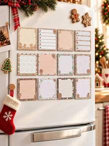3 Packs, Brown Christmas Gingerbread Man Shaped Square Sticky Notes, Self-Adhesive Memo Pads, Suitable For Student Learning, Office Decoration, Christmas Gift, And DIY Crafts. - Multicolor - View 1