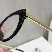 Cat Eye Clear Lens Eyeglasses For Women, Retro Full Rim Frame With Gold Temple Decor, Non-Prescription Fashion Eyewear For Daily Office - Multicolor - View 6