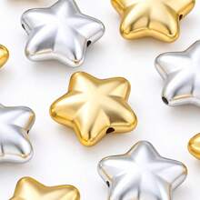 5/10/20PCS Classic Christmas Star Beads 20mm Sparkling Golden Silvery Acrylic Focal Beads For Jewelry Making DIY Phone Chain & Gift - Star - View 6