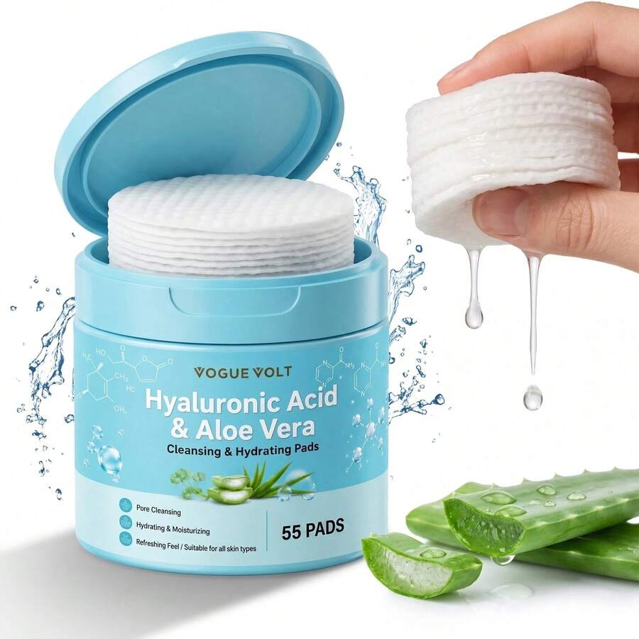 Hyaluronic Acid Cleansing & Moisturizing Cotton Pads, Pore/Exfoliation Cleansing & Moisturizing & Nourishing, Refreshing Feeling, Suitable For All Skin Types - Flip-Top Pack - View 1