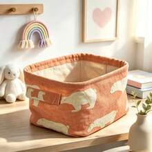 Baby Nursery Fabric Storage Basket With Multiple Pattern Options, Baby Wipes, Bibs, Toys Organizer Bin, Foldable With Handle, Home Desktop Sundries Storage Basket (Note: Texture, Color, And Line Of The Handle Area Are Random) - Multicolor - View 7
