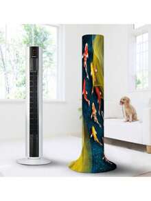 1pc Milk Silk Fabric Cylindrical Dust-Proof Fan Cover, Suitable For Indoor Home Use All Seasons, Cylindrical Shape, Elastic Wrap Design, Multiple Pattern Options, Christmas Season Decoration Gift, Home Storage Use - Fan Cover 1PC - View 12