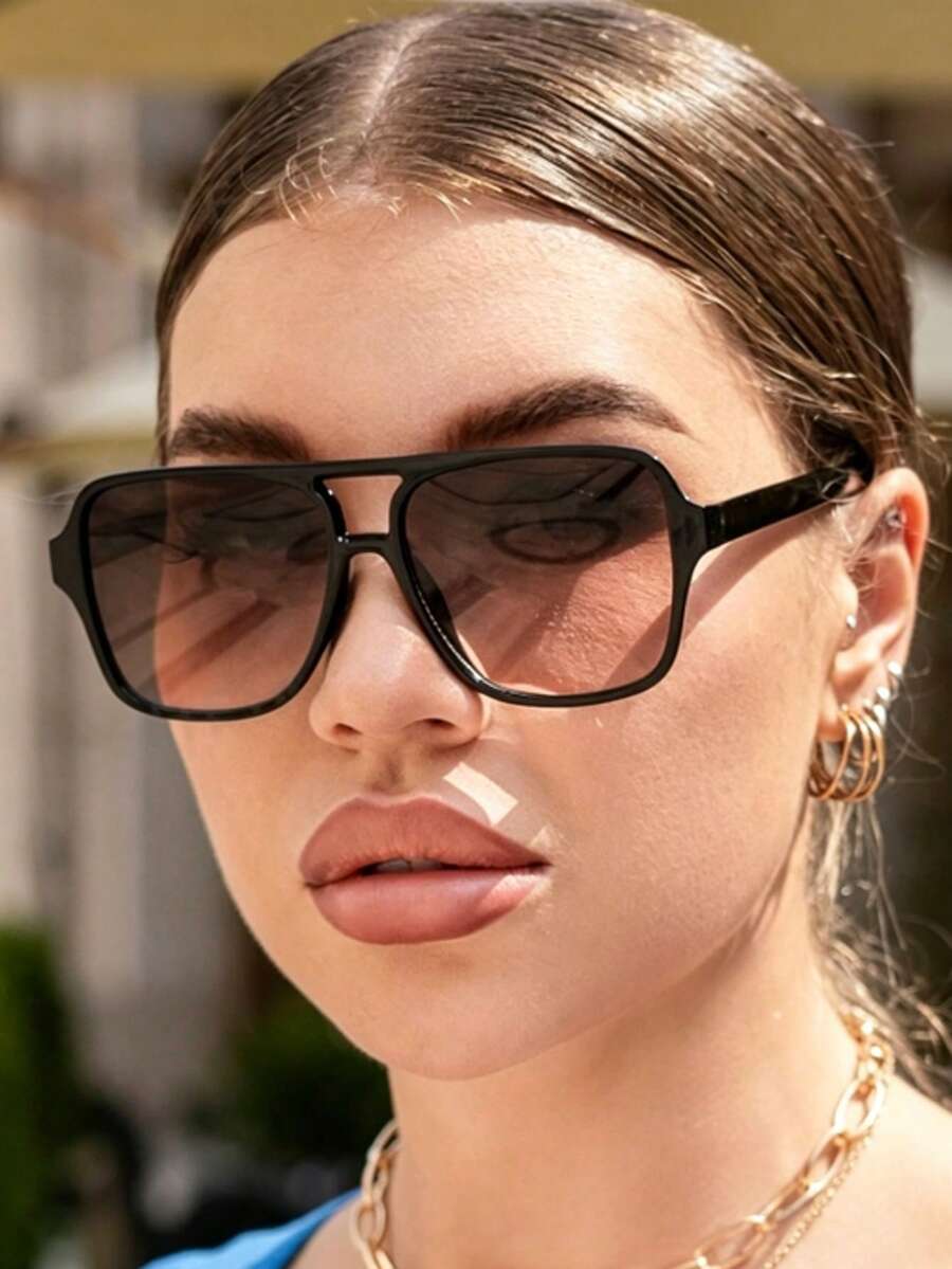 1PC Unisex Square Plastic Aviator Style Fashion Glasses - Ombre - View 1