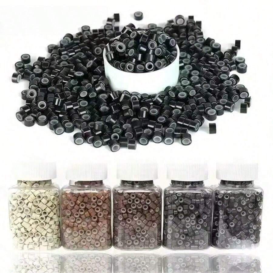 500pcs Mini Silicone Rings - 5mm Micro Connection Rings For Secure Hair Extensions, Professional Grade Silicone Hair Beads, Suitable For DIY Hairstyles, Braided Hair Extensions, Feather Hair Extensions And Hair Stylist Supplies - View 1