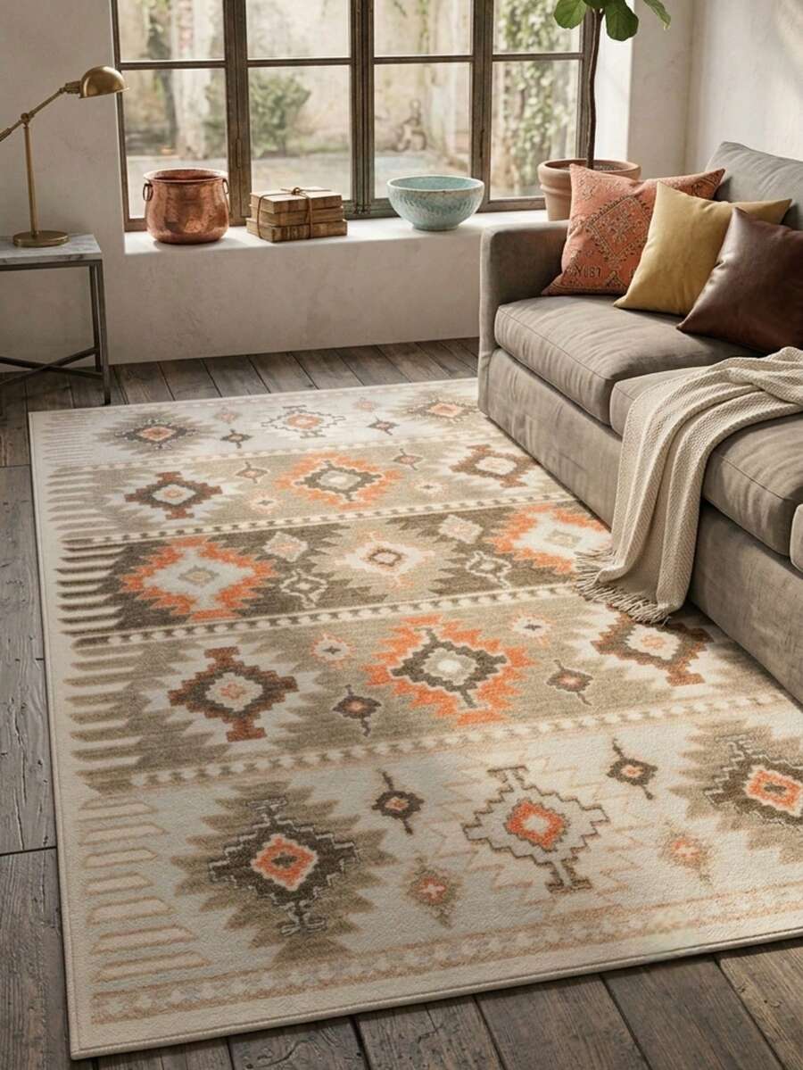 Non-Slip, Washable, Digitally Printed Rug, Runner, Kitchen Rug, Suitable For Living Room ,Bedroom , Outdoor - Orange - View 1