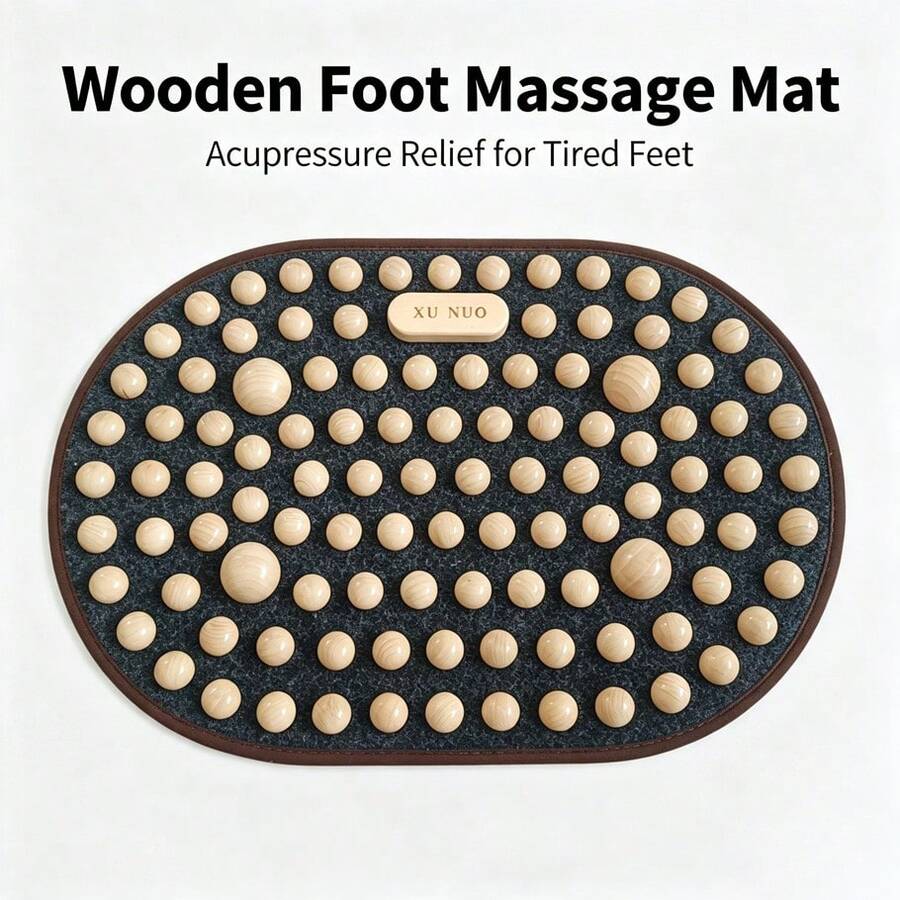 Wooden Foot Acupressure Massage Mat, Foot Reflexology Massage Pad, Portable Foot Pressure Point Stimulator, Suitable For Home, Salon, Foot Massage, Relieve Foot Soreness - Multicolor - View 1