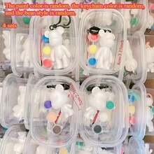 1/4pcs Creative DIY Keychain Pendant Set, Fluid Painting Bear Keychain Set, Meaningful Gift For Friends, Keychain Bag Charm, Bag Decoration, Pendant, Birthday Gift, Party Gift, Holiday Gift, Wall Hanging Decoration, Jewelry Accessory - Multiple Styles - View 5