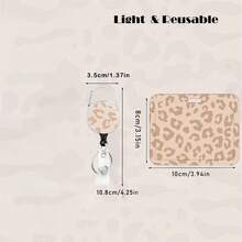 1 Set Leopard Print Retractable Badge Reel, Badge Holder With Key Ring, ID Card Holder, Work Badge Companion, Fashionable ID Card Protector, Suitable For Doctors, Teachers, Nurses, Men And Women Office - Leopard Print - View 2