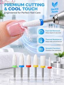 DeDryDS 6pcs Nail Drill Bits Set, Suitable For Nail Enhancement And Foot Care, Electric Nail File, Cone-Shaped Drill Bits For Removing Nail Polish/Gel And Dead Skin - Multicolor - View 6