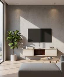 Repisa Flotante para TV, Mueble Minimalista para Pantalla, Centro de Entretenimiento Diseño Moderno. - Marrón - Ver 2