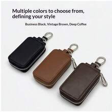 1pc Simple And Portable Car Key Bag Leather Key Protection Case Anti-Loss Universal Key Holder With Waist Strap And Grained Texture - Multicolor - View 4
