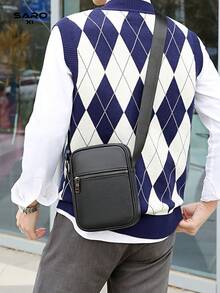 saroxi 1pc Men's Crossbody Bag, Side Pocket Bag, Shoulder Bag, Square Pouch Bag, Multi-Functional For Commuting And Casual, Minimalist Style Black Phone Bag, Gift For Men - Multicolor - View 4