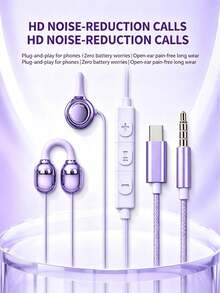 Lenovo Earphone kabel jepit "Superpower" tidak dimasukkan ke dalam telinga. Earphone ini menawarkan panggilan definisi tinggi dengan peredam kebisingan dan koneksi langsung ke ponsel dan komputer. Kompatibel dengan Xiaomi, Vivo, dan perangkat antarmuka Type-C lainnya. - View 6