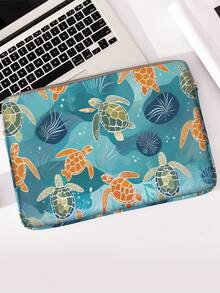 1pc Shark Sea Turtle Print Laptop Sleeve, Shockproof Zipper Notebook Protective Bag, Portable Computer Case For School Office Travel - Multicolor - View 7