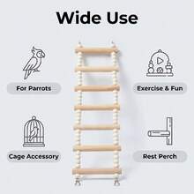1pc Natural Wood Bead Climbing Ladder 5-Step 7-Step 9-Step 11-Step Bird Toy Parrot Climbing Ladder Bird Climbing Ladder Bird Supplies Bird Training Supplies Bird Cage Accessories Suitable For Small And Medium Birds Parrots - Style A - View 11