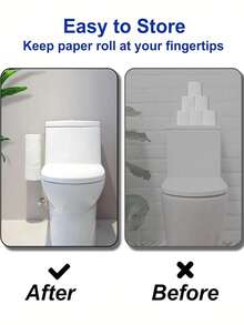 1pc No-Drill Wall-Mounted Toilet Paper Holder, Bathroom Roll Paper Rack, Adhesive Door Mount, Kitchen Paper Towel Holder, Suitable For Kitchen And Bathroom Storage, Bathroom Accessories - Multicolor - View 5